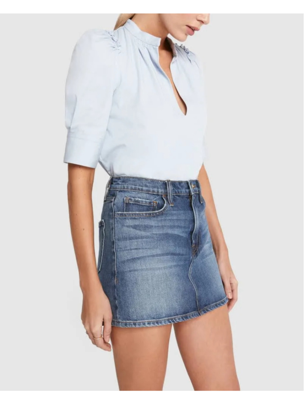 Women's goop x FRAME Denim Mini Skirt, Size 30, Blue